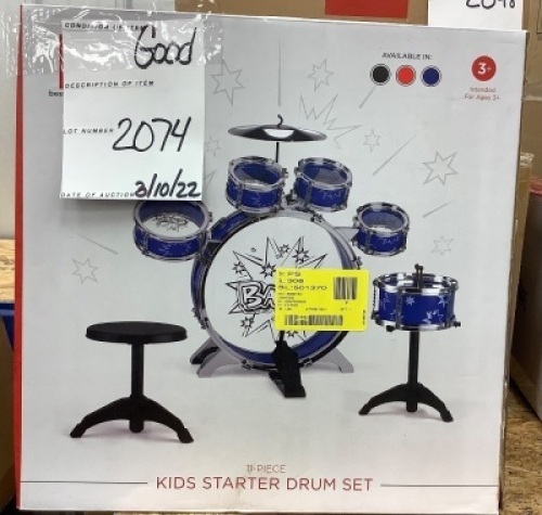 11-Piece Kids Beginner Drum Percussion Musical Instrument Toy Set