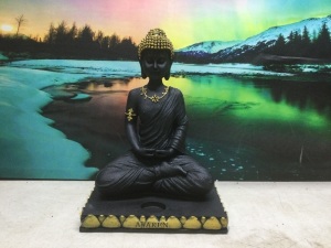 Meditating Buddha Statue, Natural Stone Finish