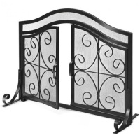 Fireplace Screen with Hinged Magnetic Two-doors Flat Guard&nbsp;&nbsp;
