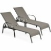2 Piece Outdoor Patio Lounge Chair Chaise Fabric with Adjustable Reclining Armrest&nbsp;