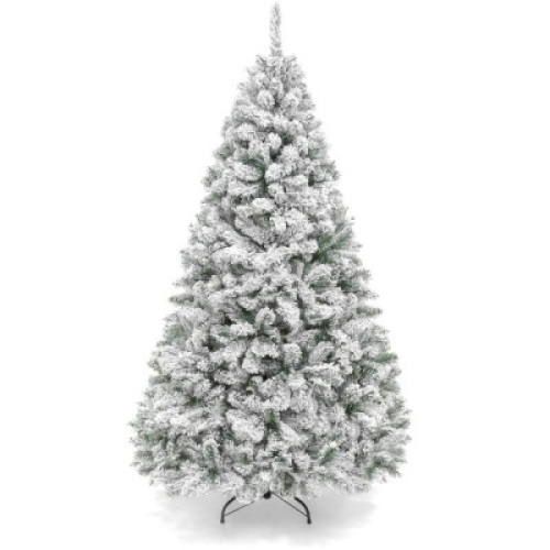 9'&nbsp;Premium Snow Flocked Artificial Pine Christmas Tree w/ Foldable Metal Base&nbsp;