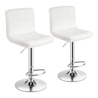 Costway Adjustable Swivel Counter Height Bar Chair PU Leather w/ Back, Set of 2&nbsp;