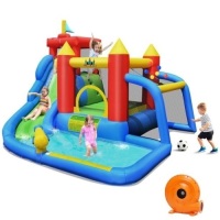 Costway Inflatable Bouncer Water Climb Slide Bounce House Splash Pool w/ Blower&nbsp;