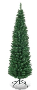 6 ft. PVC Unlit Artificial Slim Pencil Christmas Tree with Stand