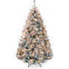 Pre-Lit Snow Flocked Artificial Pine Christmas Tree w/ Warm White Lights
