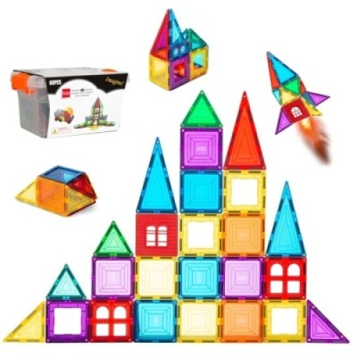32-Piece Kids Mini Magnetic Tiles Educational STEM Toy Set w/ Carrying Case