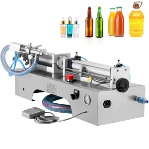 VEVOR Horizontal Full Pneumatic Liquid Filling Machine 100-1000ml Semi-auto Pneumatic Liquid Filling Single Head Liquid Filling Machine for Various Liquids. Appears New