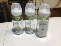 (3) Count, 9oz, Dr. Brown's Options, Wide-Neck Glass Baby Bottles. Appears New.