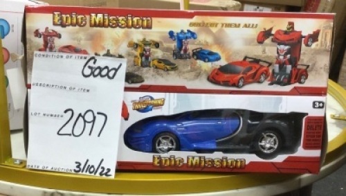 Set of 2 1/18 Scale RC Remote Control Transforming Robot Car Toys
