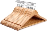 (20) Pack of&nbsp;JS HANGER Wooden Coat Hangers, High Grade,&nbsp;17.5" Wood Suit Hangers w/ Non Slip Pant Bar - Natural Finish. Appear New