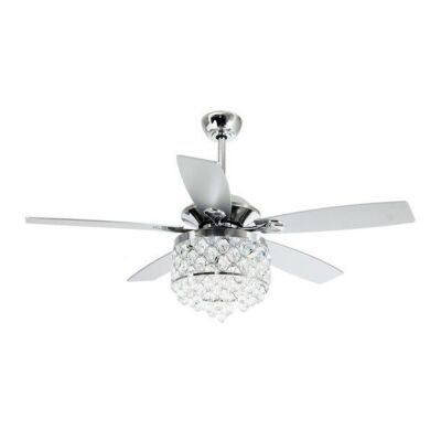 52 Inch Crystal Chandelier Fans with Lights 5 Reversible Blades Ceiling Fans, Bulbs Not Included, F6218