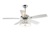 Huber 52 in. Indoor Chrome Downrod Mount Crystal Chandelier Ceiling Fan With Light and Remote Control