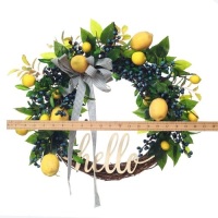 QUNWREATH Handmade Floral, 18", Blueberry Lemon Leaf Series