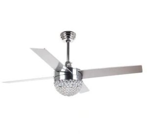 Dreyer 48 in. Indoor Chrome Downrod Mount Crystal Ceiling Fan with Light Kit and Remote Control