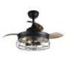 34 in. Indoor Black Downrod Mount Retractable Ceiling Fan with Light Kit Remote Control