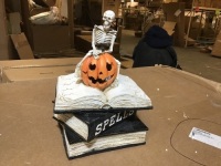 Lot of (11) 12" Dr. Skeleton w/ His Pumpkin Friend Statues. Indoor/Outdoor Halloween Decor. Appears New