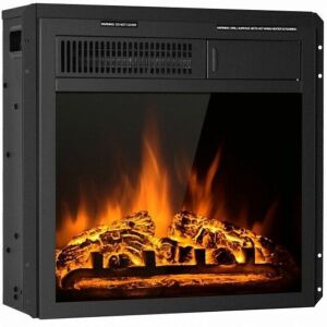 18" Electric Fireplace Insert Freestanding And Recessed Heater Log Flame Remote