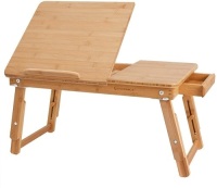 SONGMICS Laptop Desk for Bed Sofa w/ Adjustable Tilting Top, 100% Bamboo Nature