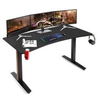 Costway 63" Gaming Desk T- Shaped Computer Desk Gamer Table w/Headphone Hook & Cup Holder