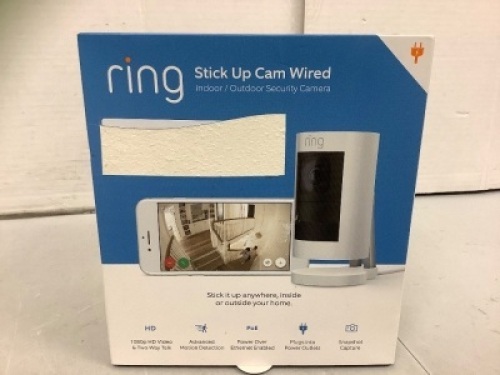 Ring Indoor/ Outdoor Security Camera, Powers Up, E-Commerce Return