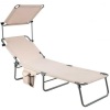 Adjustable Outdoor Beach Patio Pool Recliner With Sun Shade