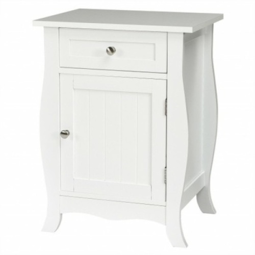 Wooden Accent End Table w/ Drawer Storage Cabinet
