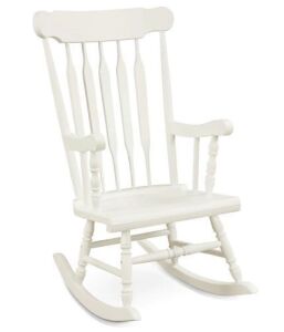 Costway White Wood Indoor/Outdoor Rocking Chair 