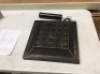 26lb Steel Square Patio Umbrella Base Stand, Basketweave Pattern. Missing One Piece. See Pictures. E-Commerce Return.