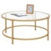 Round Tempered Glass Coffee Table w/ Steel Frame - 36in. Appears New