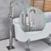 Rozin Floor Mounted Tub Faucet Single Handle Swivel Spout Bathtub Filler Faucet with Hand Shower&nbsp;