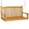 Wooden Curved Back Hanging Porch Swing Bench w/ Mounting Chains - 48in. Appears New