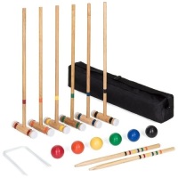 6-Player 32in Wood Classic Croquet Yard Game Set w/ Carrying Case. Appears New&nbsp;
