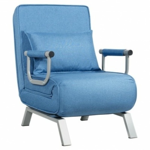 Folding 5 Position Convertible Sleeper Bed Armchair Lounge Couch With Pillow