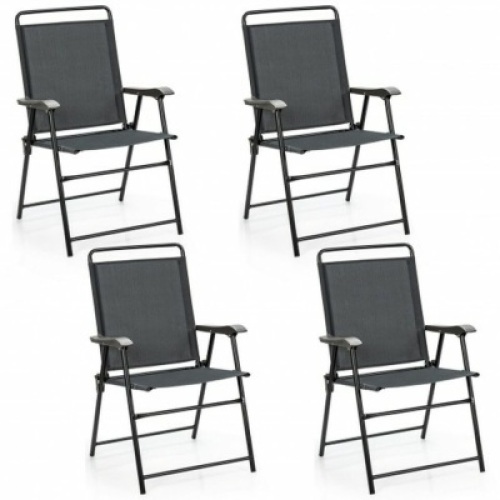 4Pcs Portable Outdoor Camping Lawn Garden Patio Folding Chair With Armrest
