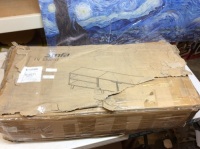 Homfa Black TV Stand. Appears New with Damaged Box. E-Commerce Return