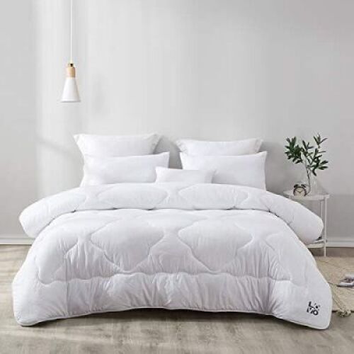 LOVO Down Alternative Comforter Quilted&nbsp;Hypoallergenic All Season Duvet Insert, Soft Microfiber Fill, White, Queen - NEW
