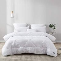 LOVO Down Alternative Comforter Quilted&nbsp;Hypoallergenic All Season Duvet Insert, Soft Microfiber Fill, White, Queen - NEW