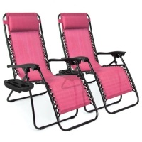 Set of 2 Adjustable Zero Gravity Patio Chair Recliners w/ Cup Holders&nbsp;