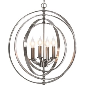 18" 4-Light Sphere Pendant Chandelier Lighting Fixture, Brushed Nickel