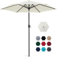 7.5ft Outdoor Market Patio Umbrella w/ Push Button Tilt, Crank Lift. Appears New&nbsp;