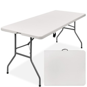 6ft Portable Folding Plastic Dining Table w/ Handle, Lock 
