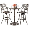 3-Piece Outdoor Cast Aluminum Bar Height Patio Bistro Set w/ 2 360-Swivel Chairs - Antique Copper 