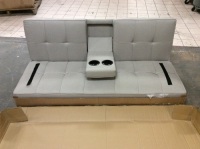 Linen Upholstered Convertible Sofa Bed Futon w/ 2 Cupholders. E-Commerce Return. Missing Screw. See Pictures