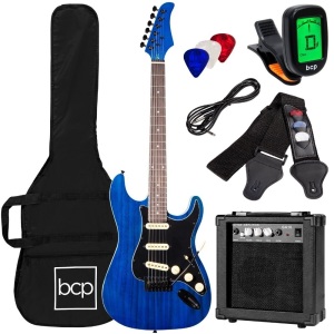 Beginner Electric Guitar Kit w/ Case, 10W Amp, Tremolo Bar - 39in 