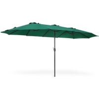15x9ft Rectangular Outdoor Aluminum Twin Patio Market Umbrella w/ Crank, Wind Vents&nbsp;