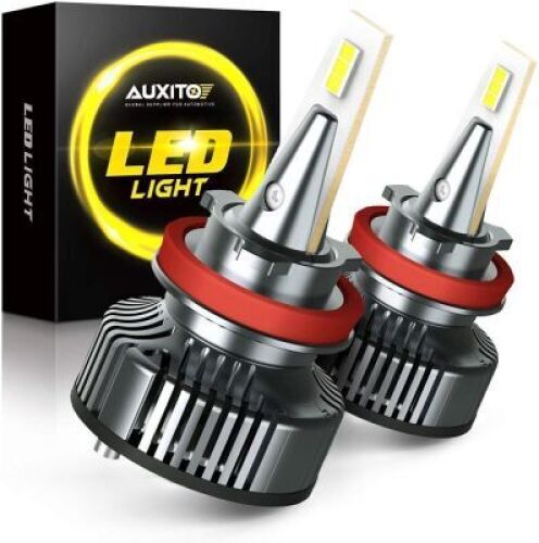 AUXITO H8/H9/H11 LED Light Bulbs, 500% Brighter, Mini Size, 80W 16,000LM Per Pair, CanBus Ready, Beam Adjustable Lamp Conversion Kit, 6500K White, Pack of 2