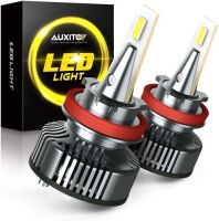 AUXITO H8/H9/H11 LED Light Bulbs, 500% Brighter, Mini Size, 80W 16,000LM Per Pair, CanBus Ready, Beam Adjustable Lamp Conversion Kit, 6500K White, Pack of 2