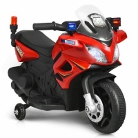 6V Kids 4-Wheel Ride On Police Motorcycle With Training Wheels