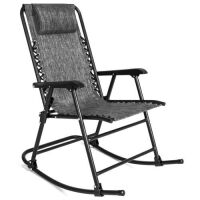 Foldable Zero Gravity Rocking Patio Lounge Chair Gray