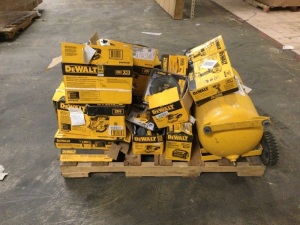 Pallet of Store Return DeWalt Tools. May Contain Broken or Incomplete Pieces. Untested Condition